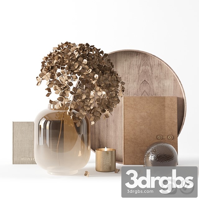 Decorative set with dryed hydrangea 3dsmax Download - thumbnail 1