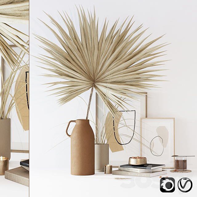Decorative set with dryed palm 3DSMax File - thumbnail 1