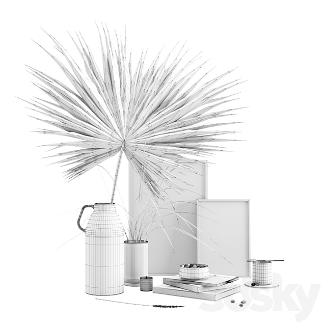 Decorative set with dryed palm 3DSMax File - thumbnail 3