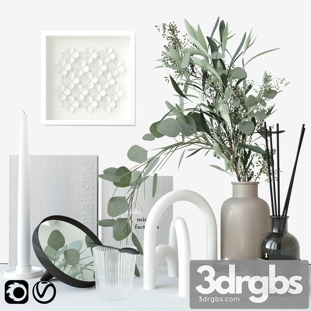 Decorative Set with Eucalyptus 3dsmax Download - thumbnail 1