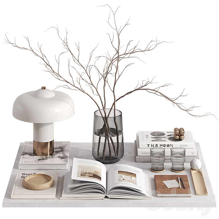 Decorative set with Giovanni Table Lamp 3DS Max Model - thumbnail 1