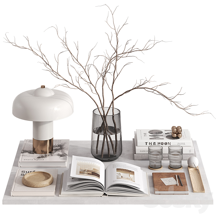 Decorative set with Giovanni Table Lamp 3DS Max - thumbnail 1