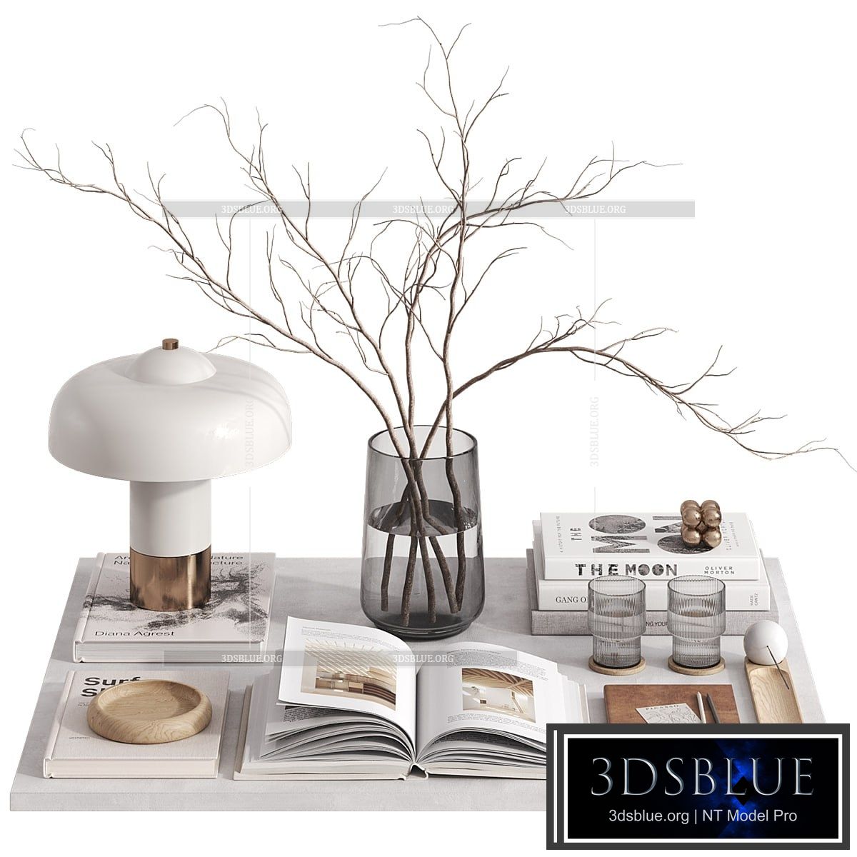 Decorative set with Giovanni Table Lamp 3DS Max - thumbnail 3