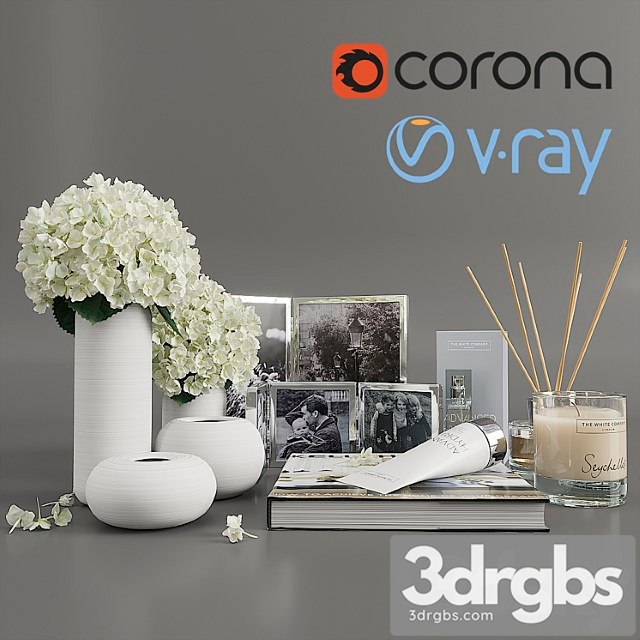 Decorative set with hydrangea_3 3dsmax Download - thumbnail 1