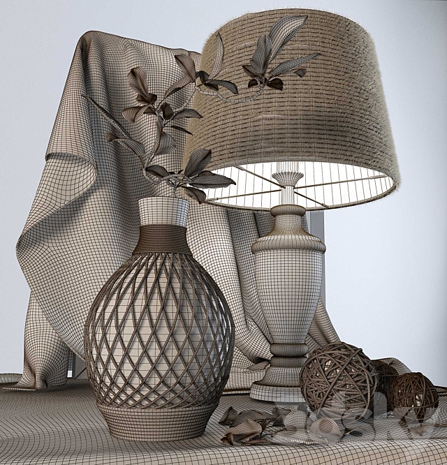 Decorative set with lamp 3DS Max Model - thumbnail 2