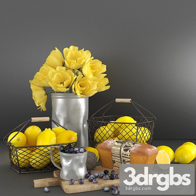 Decorative set with lemons 3dsmax Download - thumbnail 1