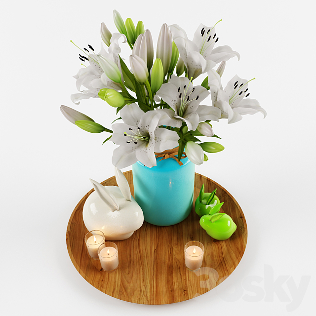 Decorative set with lilies 3DS Max Model - thumbnail 3