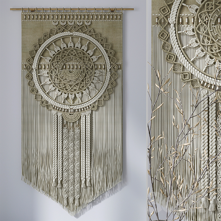 Decorative set with panels Macrame # 6 3DS Max Model - thumbnail 2