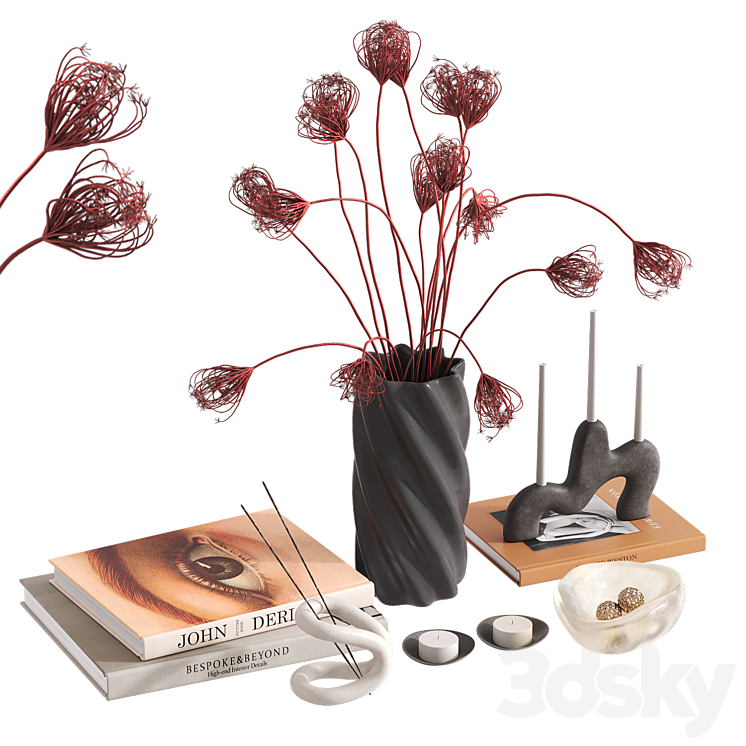 Decorative set with Pink Queen Anne's Lace 3DS Max Model - thumbnail 1