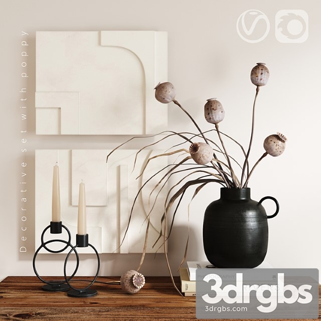 Decorative Set With Poppy 3dsmax Download - thumbnail 1