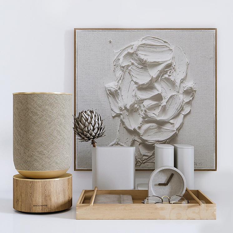 Decorative set with Protea and Plaster panel 3DS Max Model - thumbnail 3