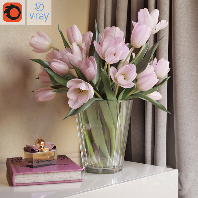 Decorative set with tulips 3DSMax File - thumbnail 1