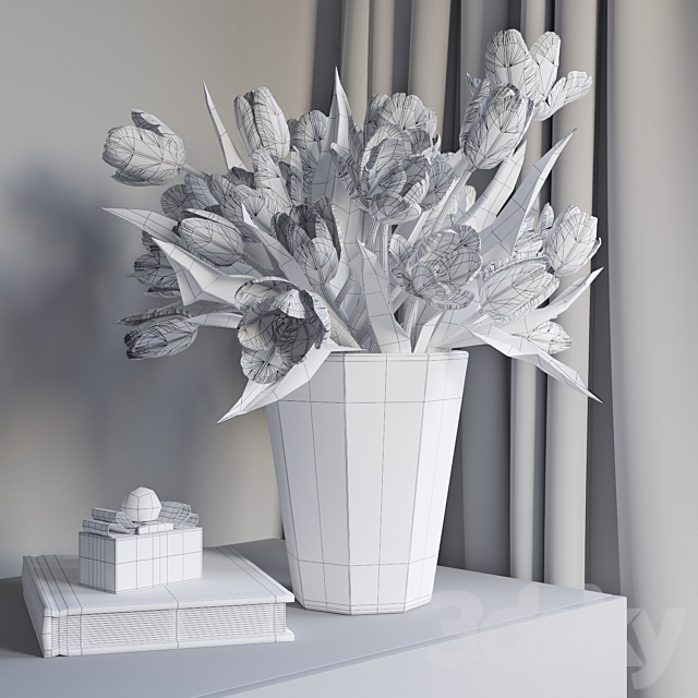 Decorative set with tulips 3DSMax File - thumbnail 3