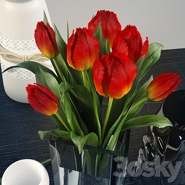 Decorative set with tulips 3DSMax File - thumbnail 2