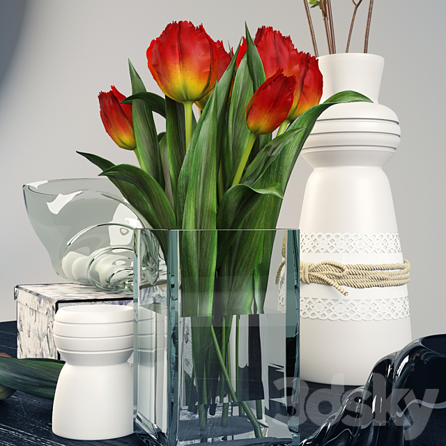 Decorative set with tulips 3DSMax File - thumbnail 3