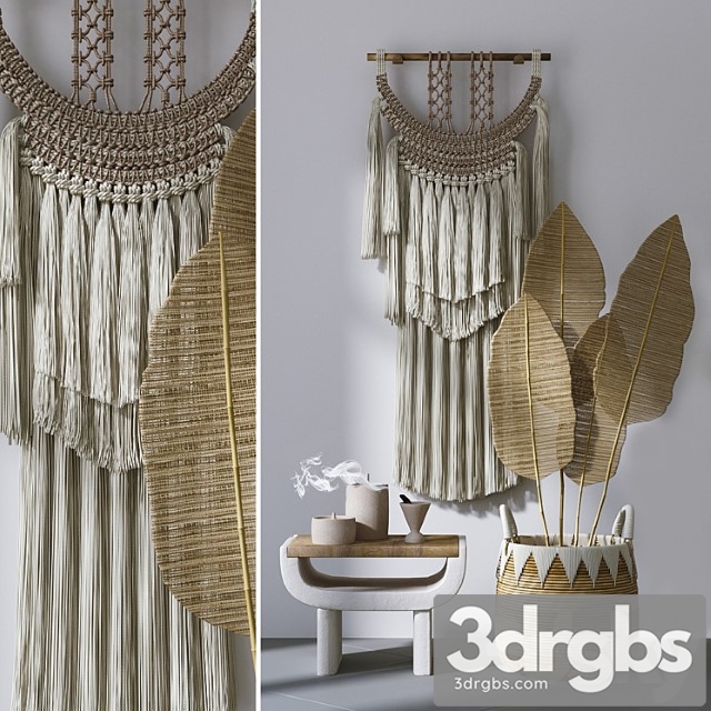 Decorative Set With Wall Hanging Macrame 4 3dsmax Download - thumbnail 1