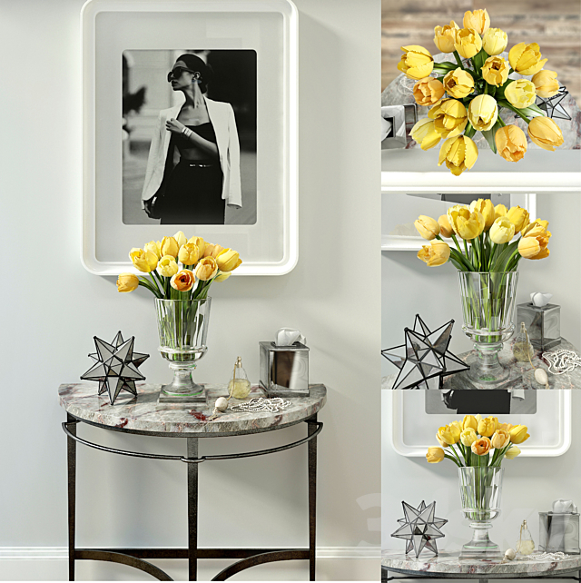 Decorative set with yellow tulips 3DSMax File - thumbnail 1