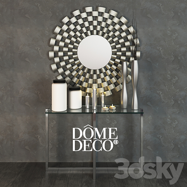 Dome Deco set decor. vases and console with mirror 3DSMax File - thumbnail 1