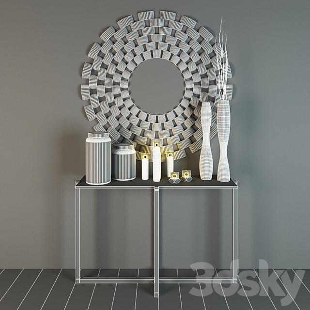 Dome Deco set decor. vases and console with mirror 3DSMax File - thumbnail 3