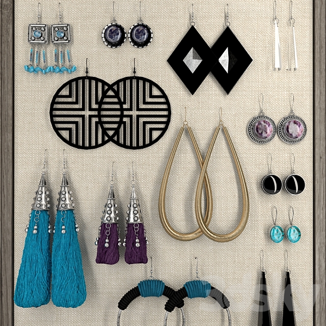 Earrings and bracelets – decorative set 3ds Max - thumbnail 2