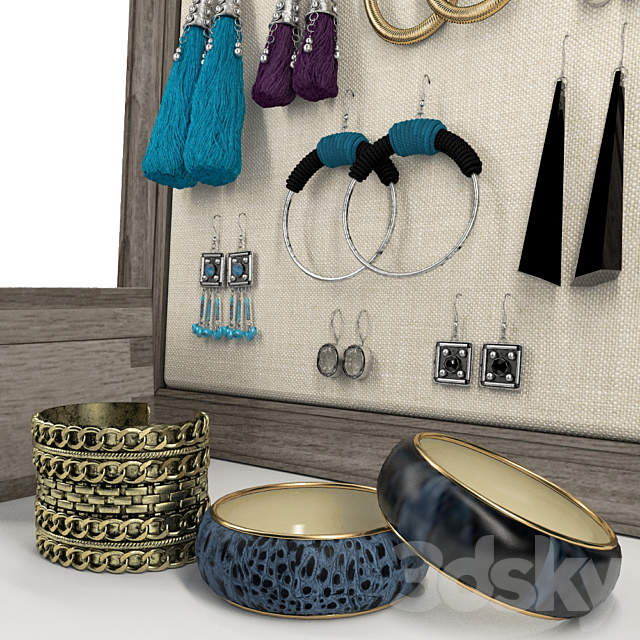 Earrings and bracelets – decorative set 3ds Max - thumbnail 3