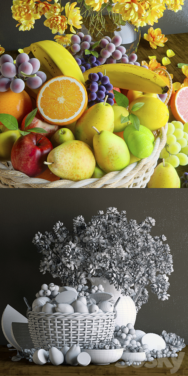 Fruit Basket 3DS Max Model - thumbnail 3