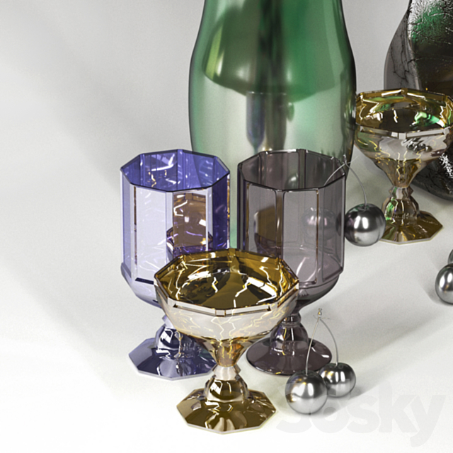 Glass Decor Set v.1 3DS Max Model - thumbnail 2