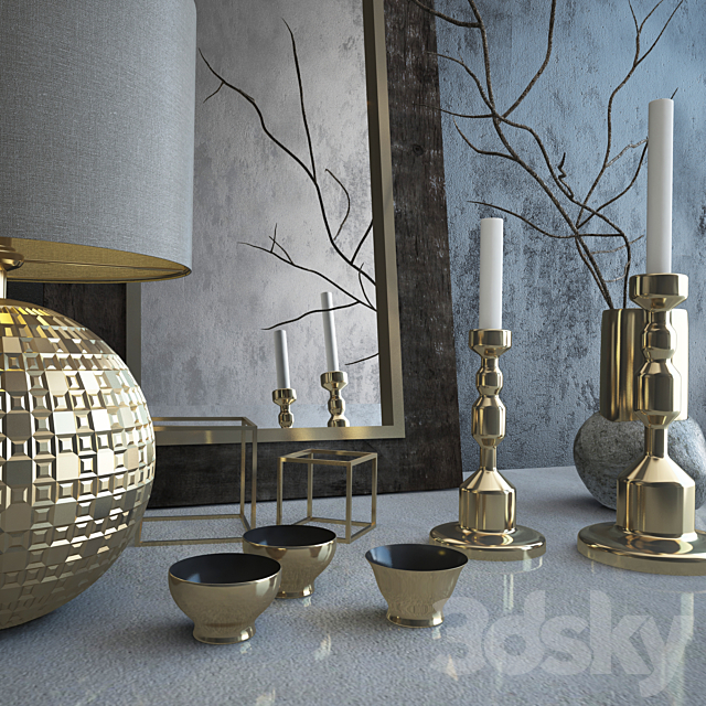 Gold Decorative Set 3DS Max Model - thumbnail 2