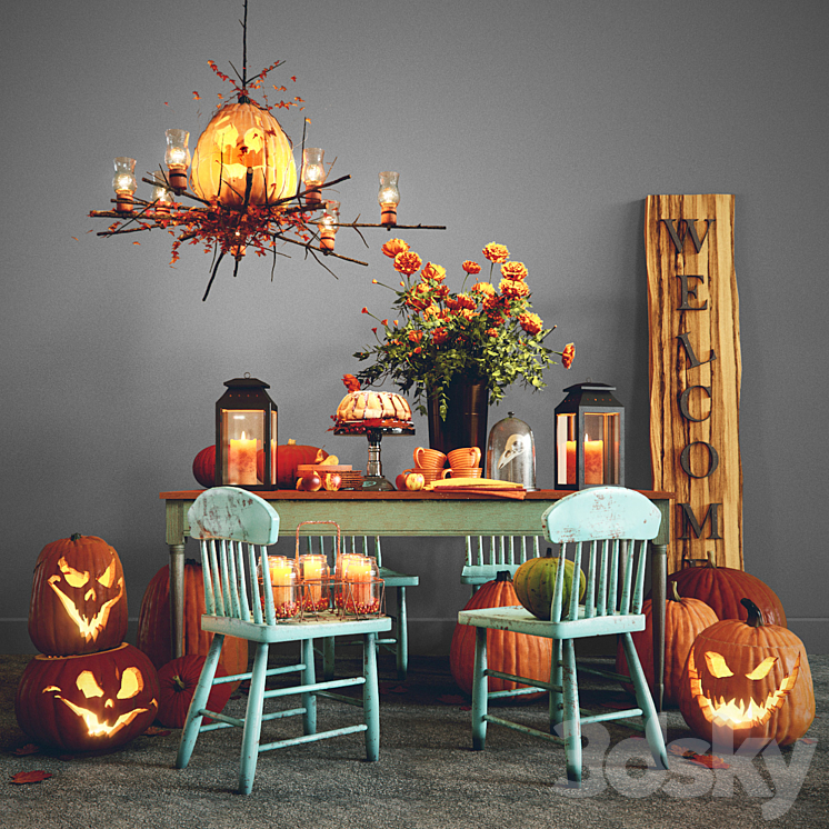 HALLOWEEN DECORATIVE SET 3DS Max Model - thumbnail 1