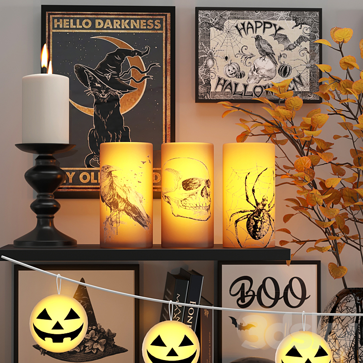 halloween decorative set 3DS Max Model - thumbnail 2