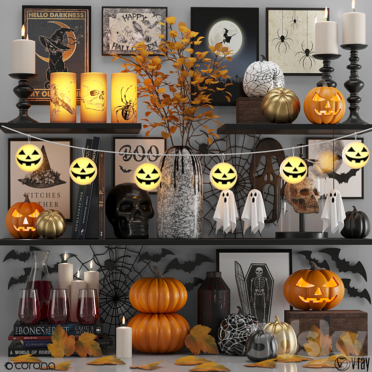 halloween decorative set 3DS Max Model - thumbnail 3