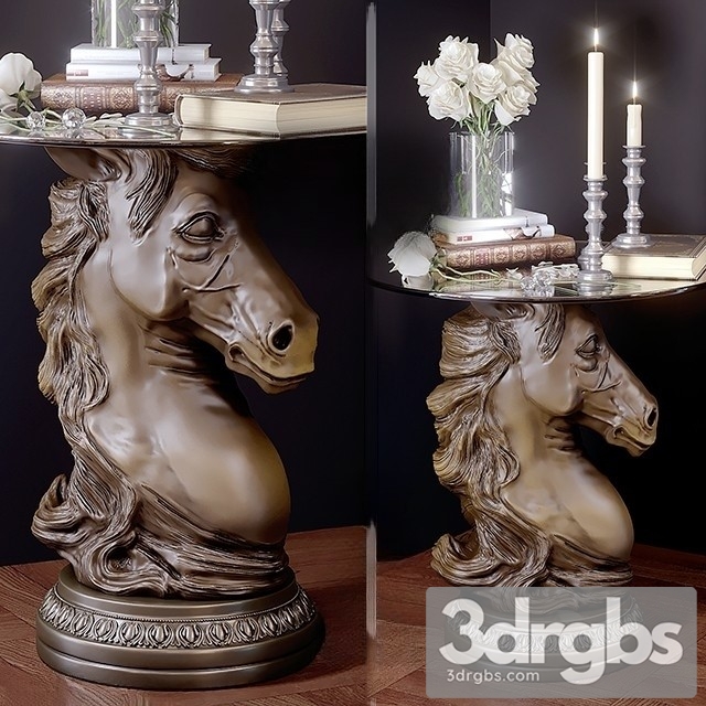 Horse Head Sculpture End Table Decorative Set 3dsmax Download - thumbnail 1