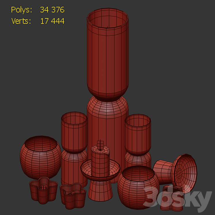 Iittala candle holders 3DS Max Model - thumbnail 2