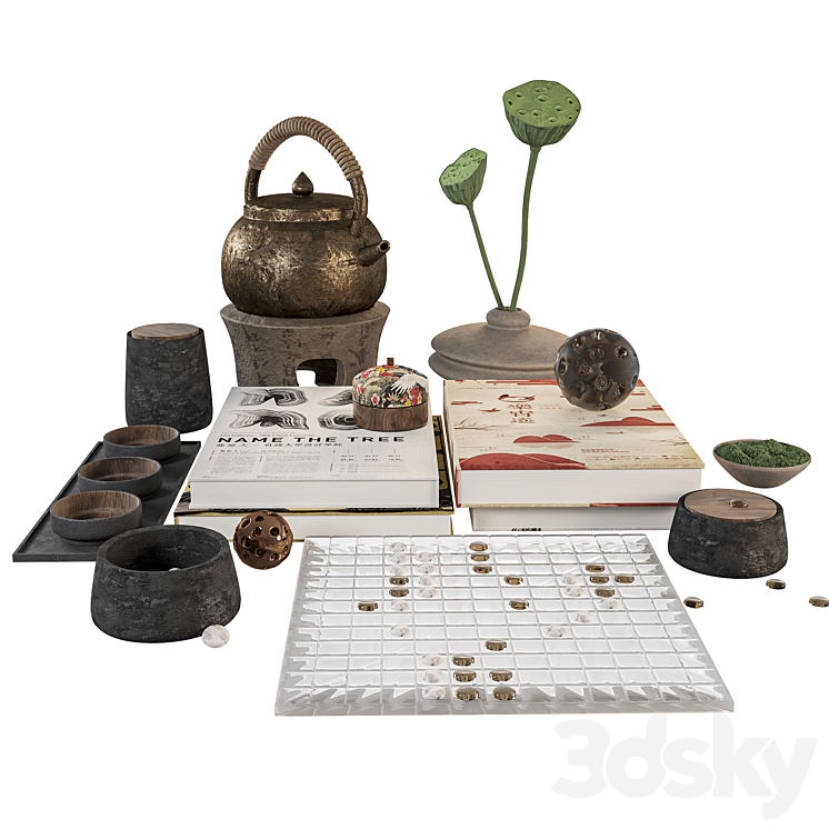 Japandi Decor Set 3DS Max Model - thumbnail 1