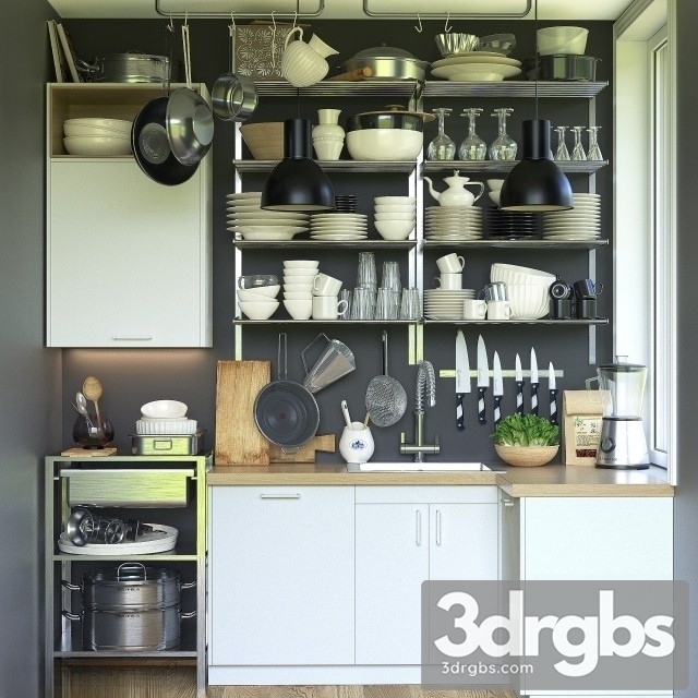 Kitchen Set Decorative 01 3dsmax Download - thumbnail 1