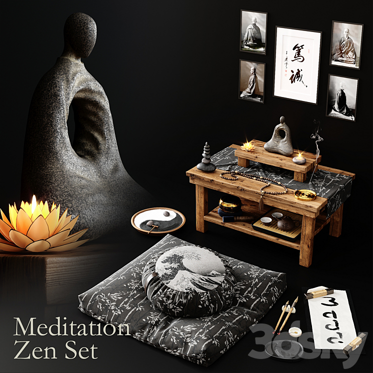 Meditation Zen Set 3DS Max Model - thumbnail 3