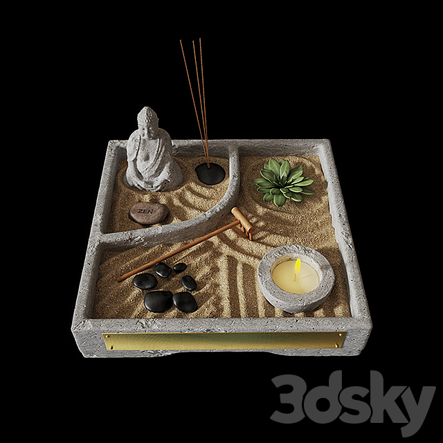 Mini Zen Garden 3DS Max Model - thumbnail 1