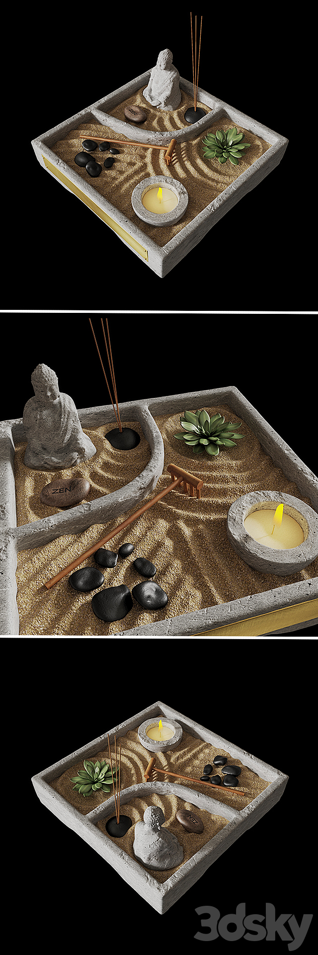 Mini Zen Garden 3DS Max Model - thumbnail 2