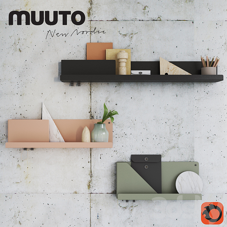 Mutto FOLDED SHELVES with decor 3DS Max Model - thumbnail 3