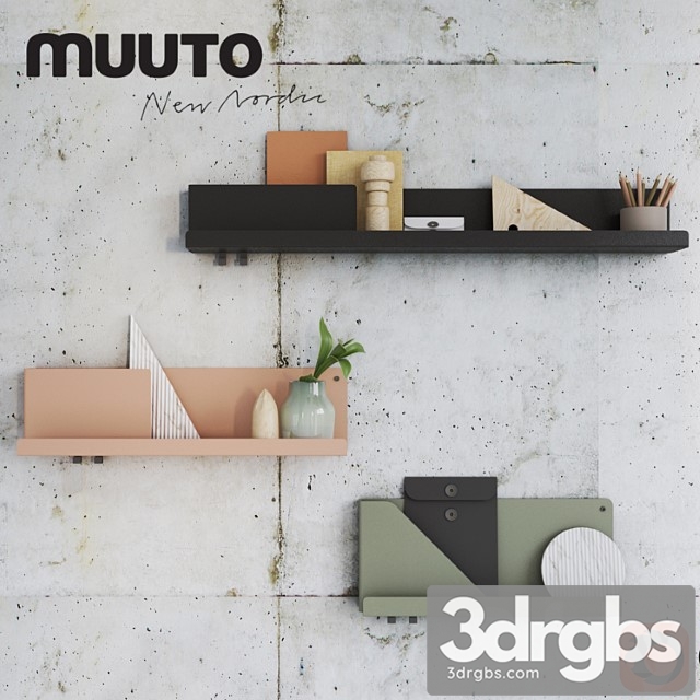 Mutto Folded Shelves With Decor 3dsmax Download - thumbnail 1