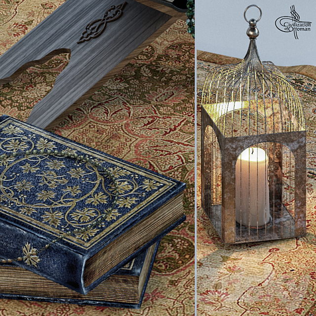 Oriental Series Rug and Items 3DS Max Model - thumbnail 2