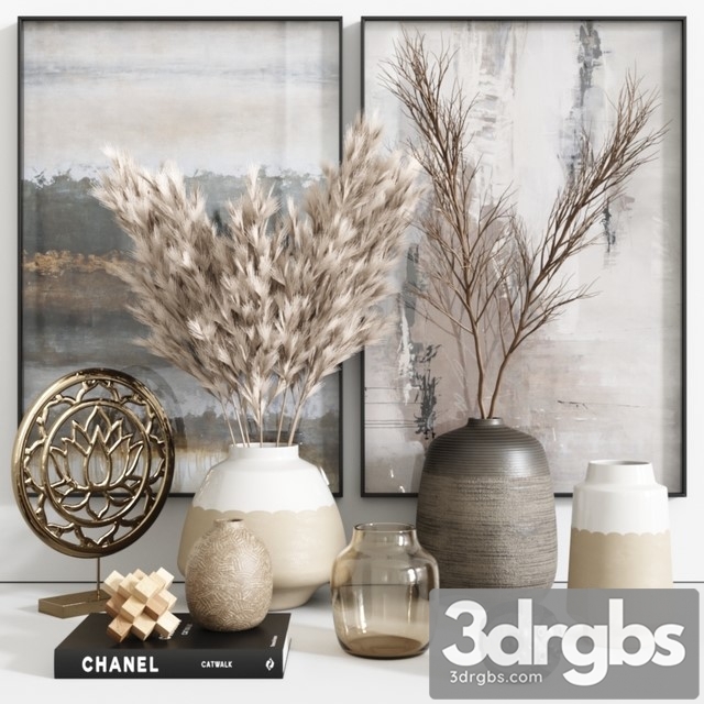 Pampa Grass Vase Decor Set 14 3dsmax Download - thumbnail 1