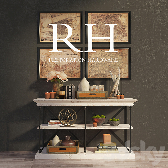 RH PARISIAN CORNICE CONSOLE and DECOR 3DS Max Model - thumbnail 1