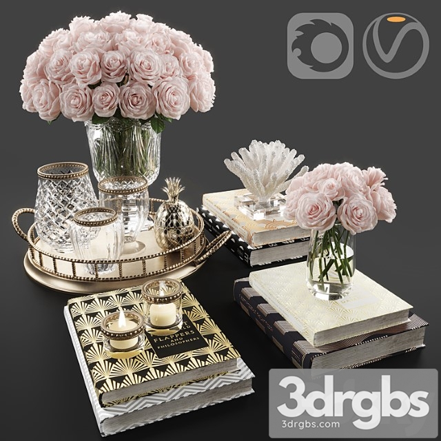 Rose and Crystal Vase Decoration set 11 3dsmax Download - thumbnail 1