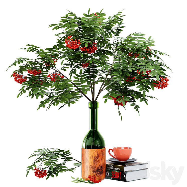 Rowan branches in a vase 3DS Max Model - thumbnail 1