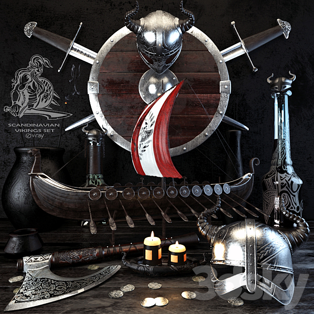 Scandinavian vikings set 3DSMax File - thumbnail 1