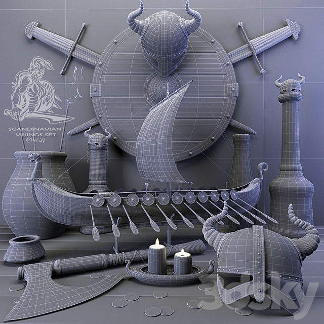 Scandinavian vikings set 3DSMax File - thumbnail 2