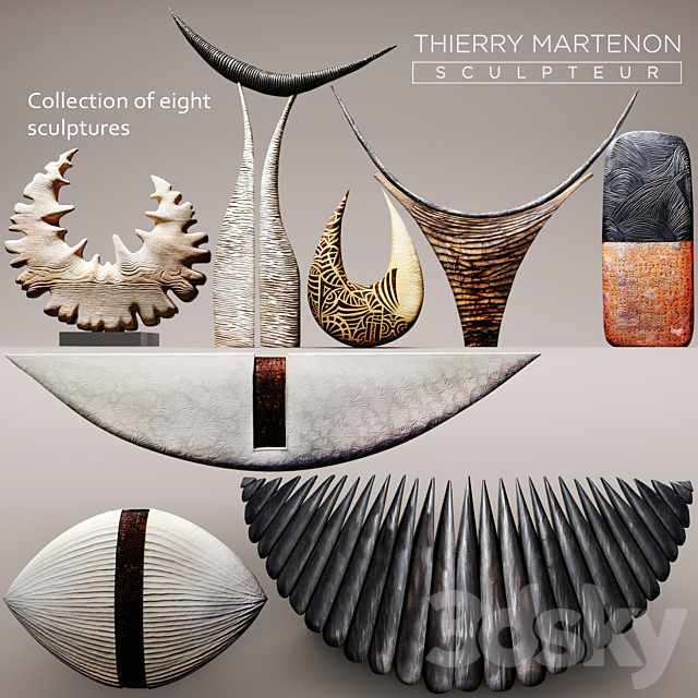 Sculpture Collection Thierry Martenon 8 pcs. figurine. carving. abstraction. modern art. art 3DSMax File - thumbnail 1