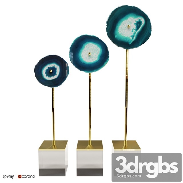 Set Of 3 Statuettes Agate Design Blue 3dsmax Download - thumbnail 1