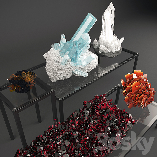 Set of Crystals 3DS Max Model - thumbnail 2